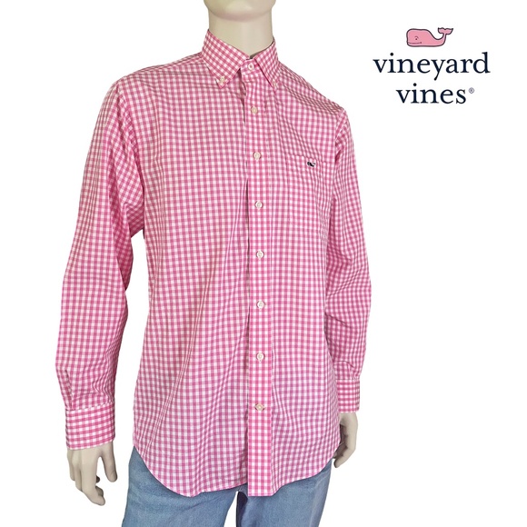 Vineyard Vines Classic Fit Tucker Shirt 100% Cotton Pink Gingham Check NWOT - Picture 13 of 15